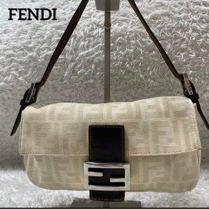 Vintage Fendi Cream / Beige Zucca Baguette